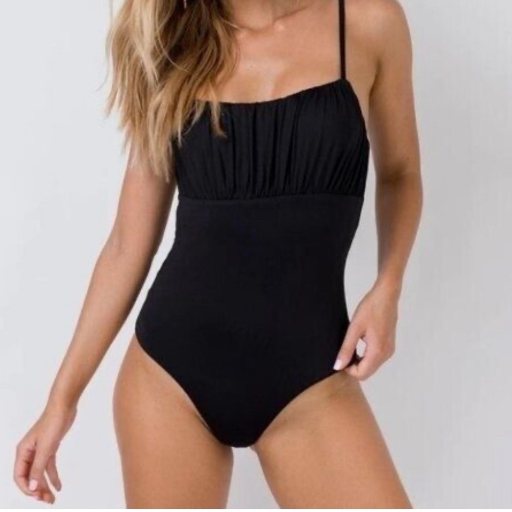 Black Princess Polly Bodysuit with Spaghetti Straps